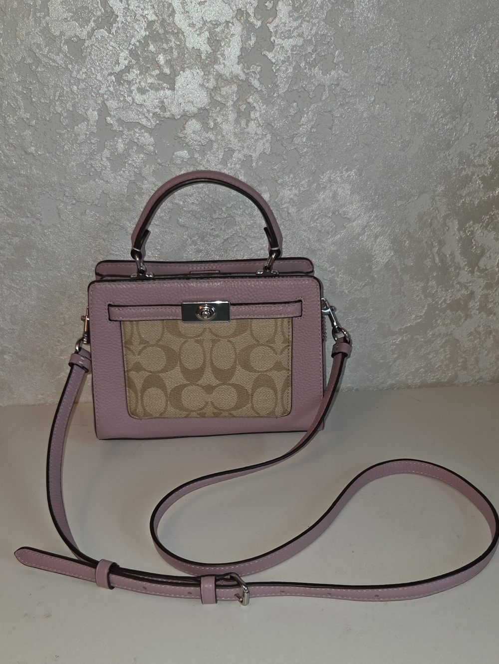 Coach Pink Signature Canvas Top-Handle Satchel
